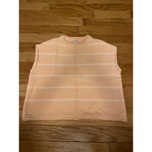 NWT Universal Thread women's peach striped sleeveless cotton crochet sweater SM
